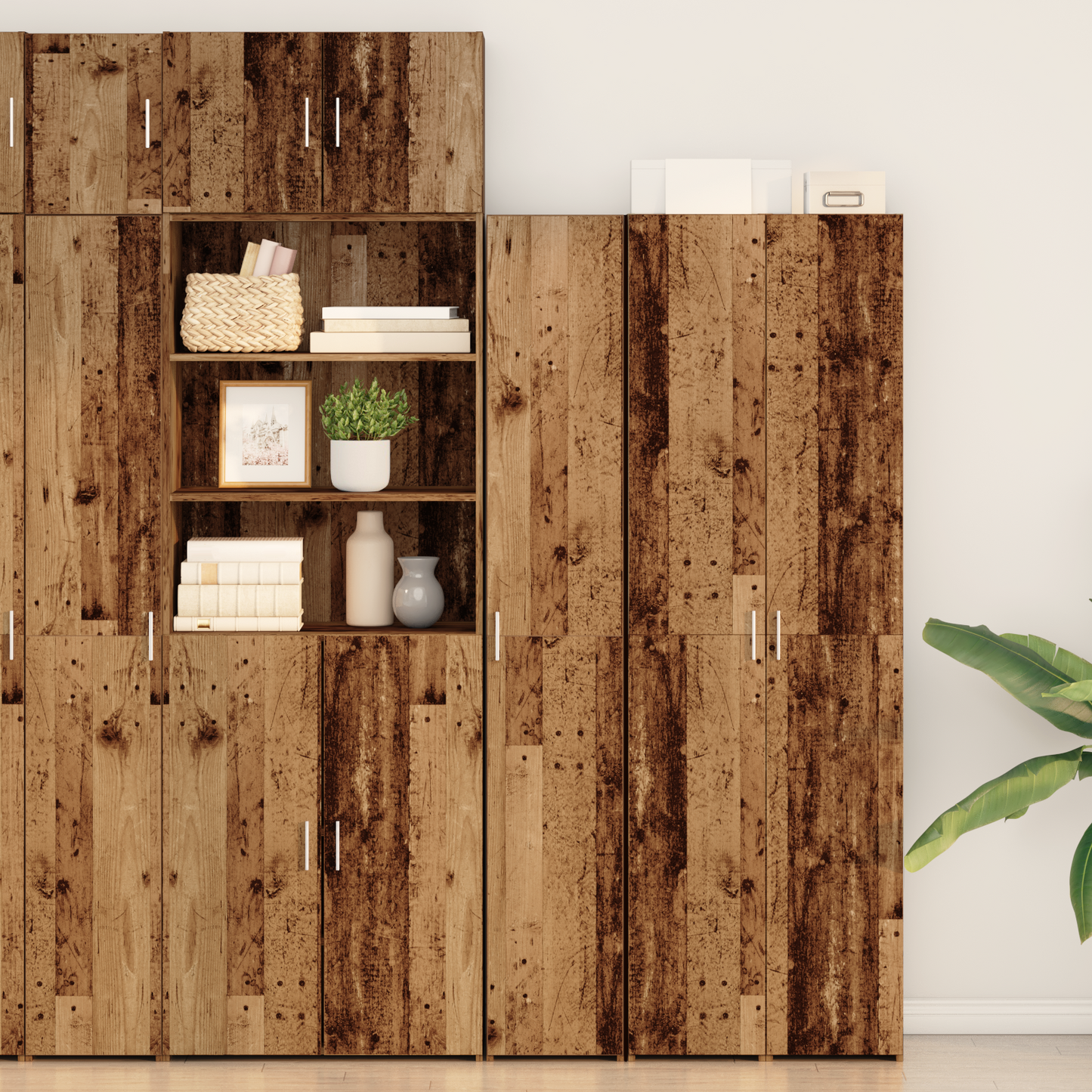 vidaXL Highboard 2 pcs Bois de récupération 30 x 42,5 x 185 cm