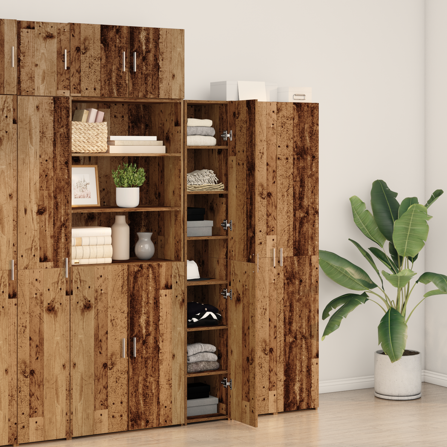 vidaXL Highboard 2 pcs Bois de récupération 30 x 42,5 x 185 cm