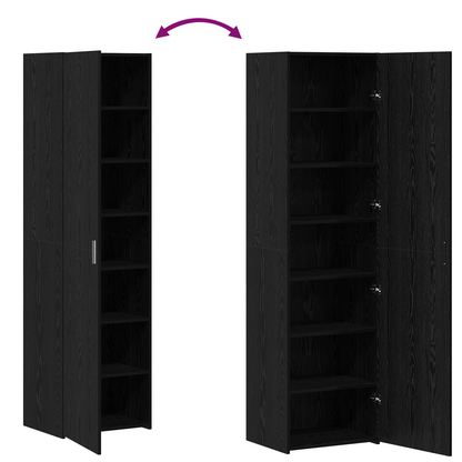 vidaXL Bahut haut 2 pcs noir aspect chêne 50 x 42,5 x 185 cm