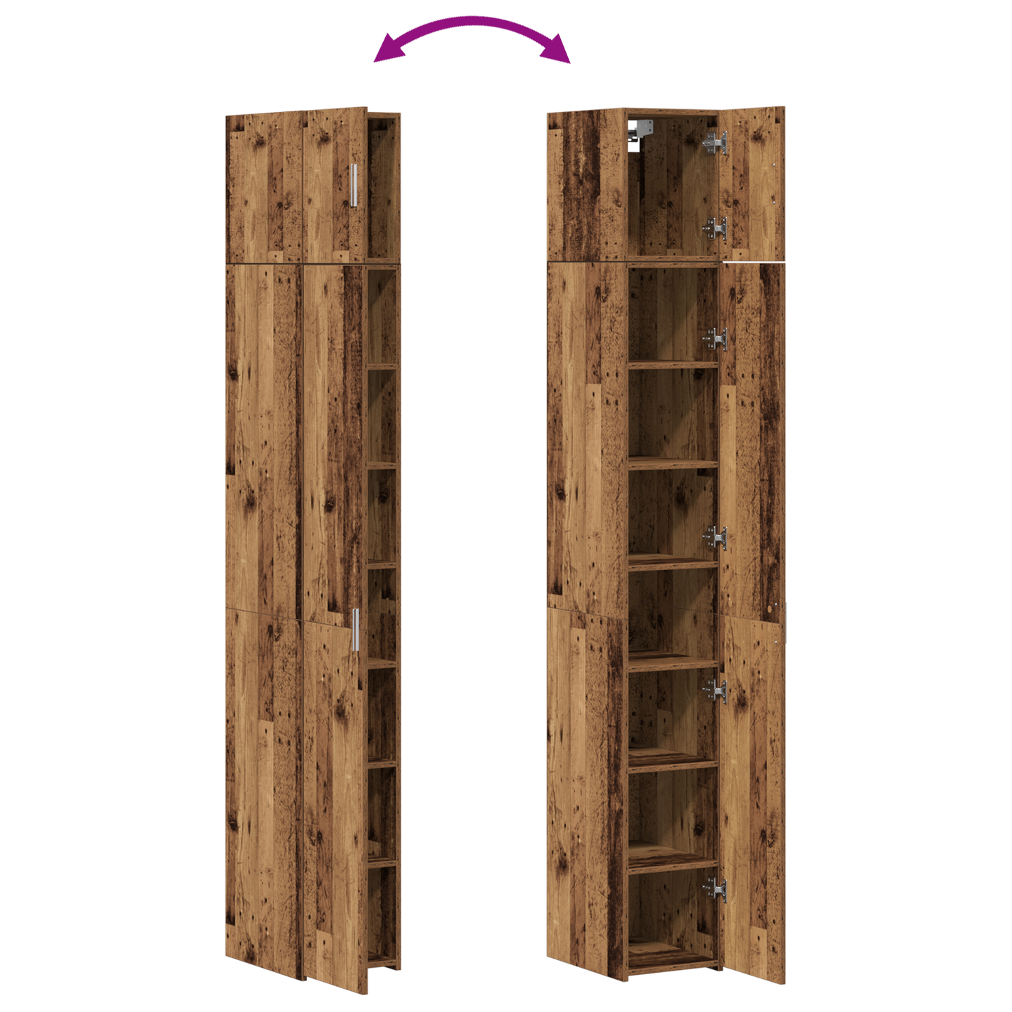 vidaXL Aufbewahrungsschrank 3 pcs Altholz 30 x 42,5 x 225 cm