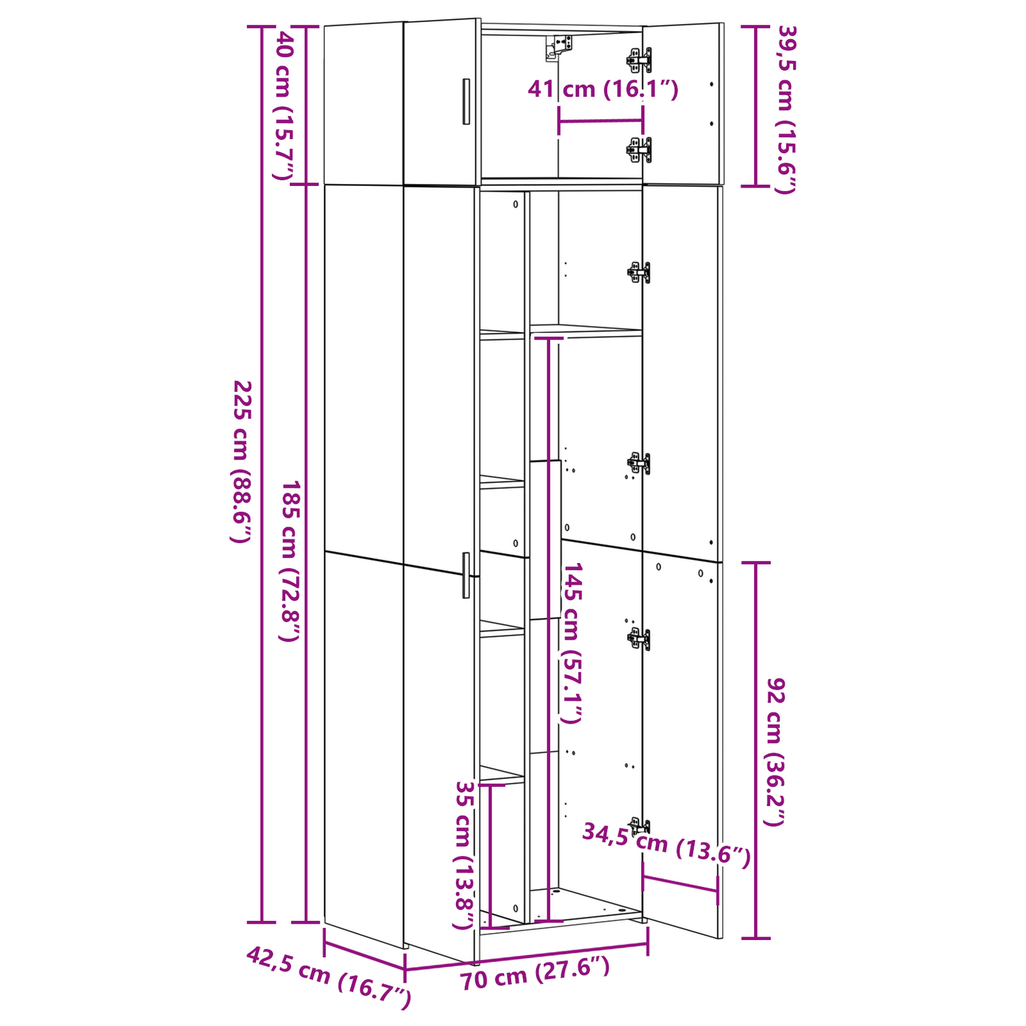 vidaXL Aufbewahrungsschrank 3 pcs Altholz