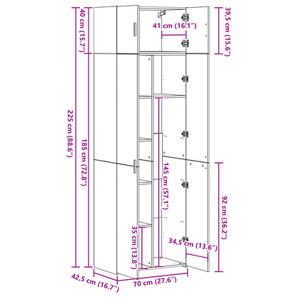 vidaXL Aufbewahrungsschrank 3 pcs Altholz