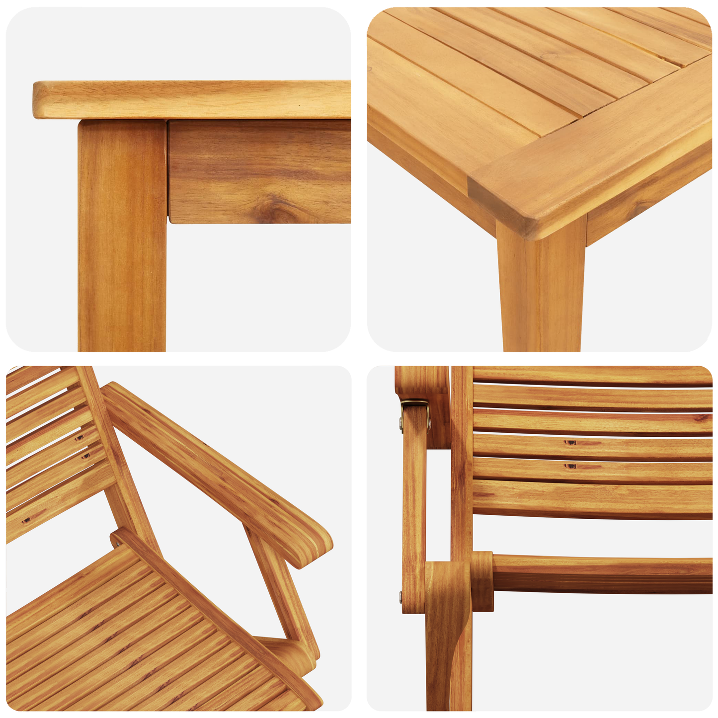 vidaXL Garten Essgruppe 5 pcs Braun Akazie Massivholz