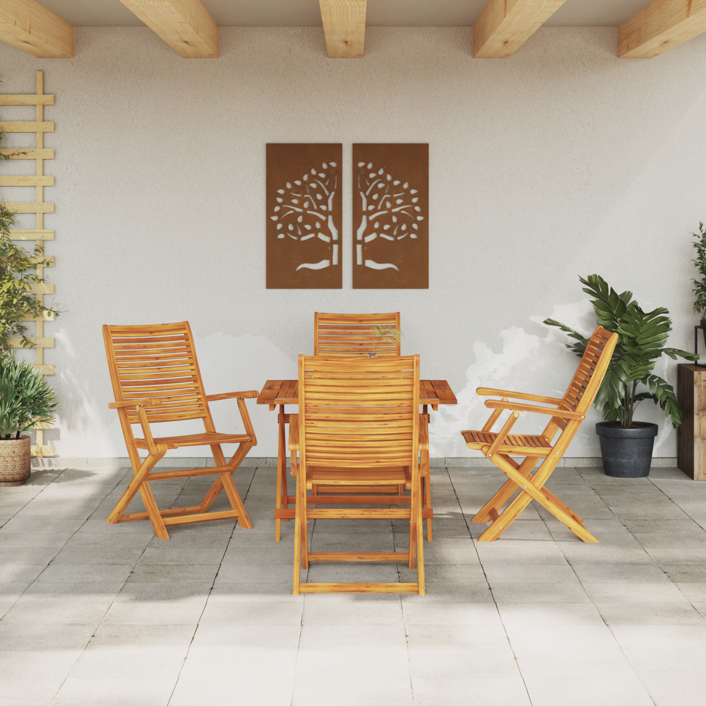 vidaXL Garten Essgruppe 5 pcs Braun Akazie Massivholz