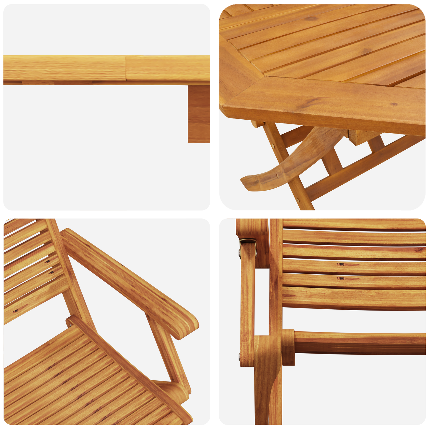 vidaXL Garten Essgruppe 5 pcs Braun Akazie Massivholz