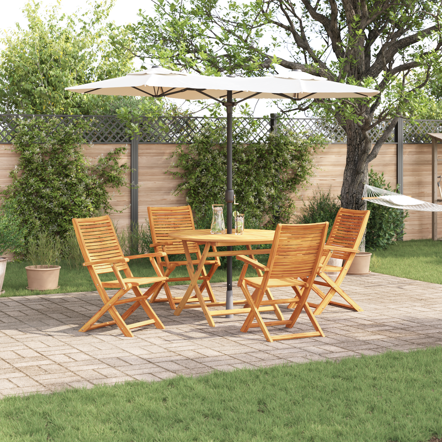 vidaXL Garten Essgruppe 5 pcs Braun Akazie Massivholz