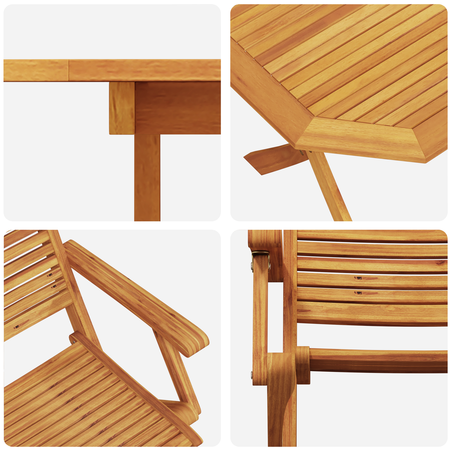 vidaXL Garten Essgruppe 5 pcs Braun Akazie Massivholz