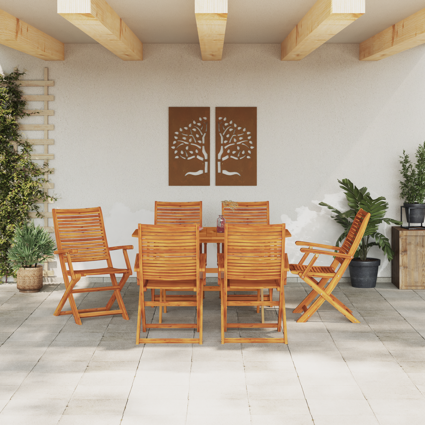 vidaXL Garten Essgruppe 7 pcs Braun Akazie Massivholz