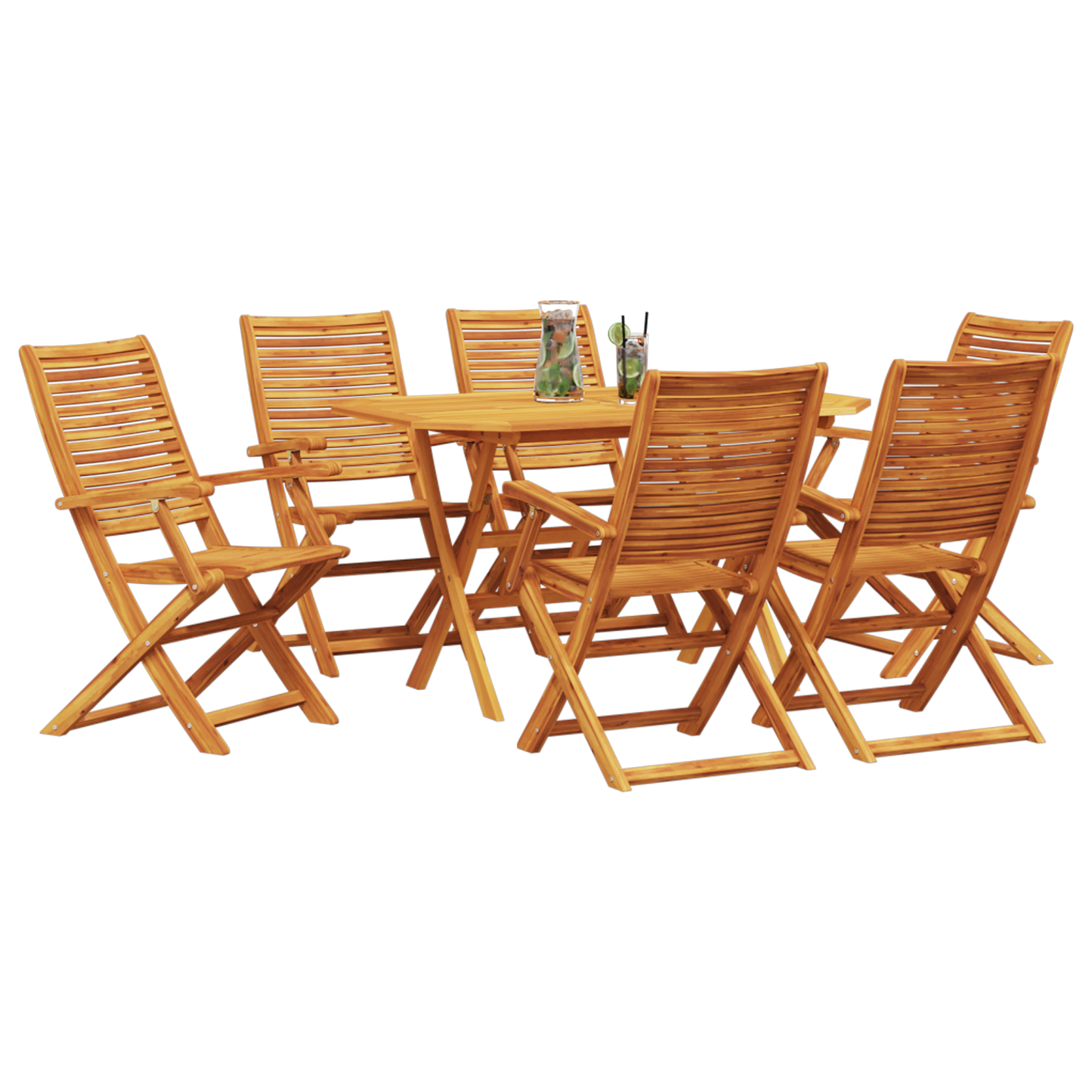 vidaXL Garten Essgruppe 7 pcs Braun Akazie Massivholz