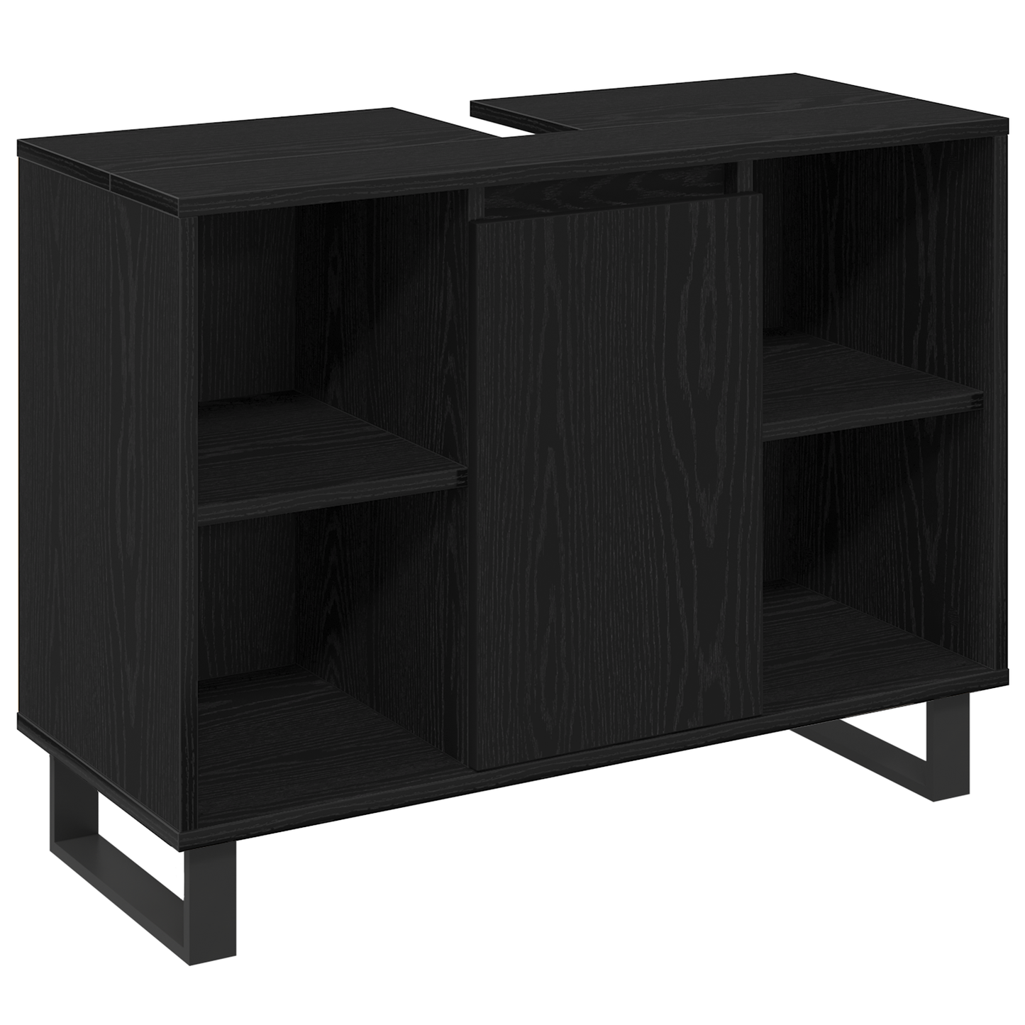 vidaXL Badezimmermöbel Set mit Speicher 3 pcs Schwarz Holzwerkstoff