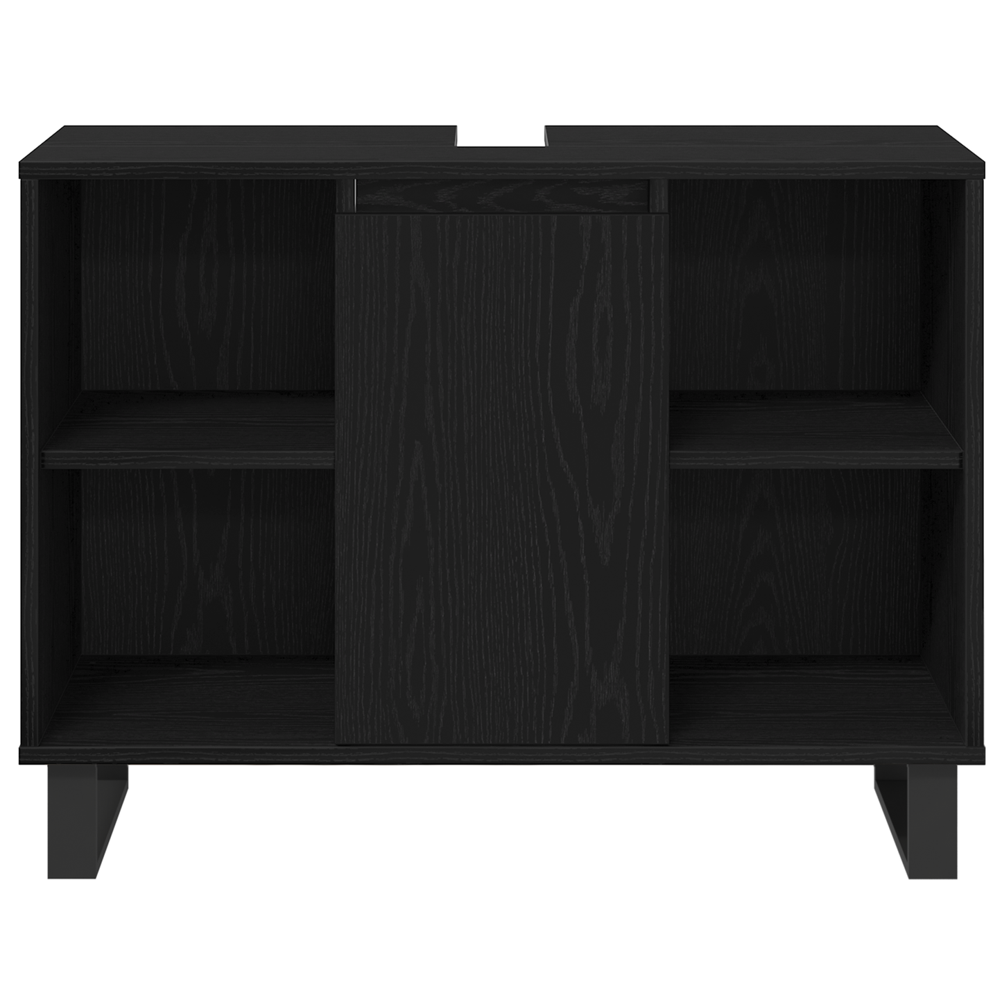 vidaXL Badezimmermöbel Set mit Speicher 3 pcs Schwarz Holzwerkstoff