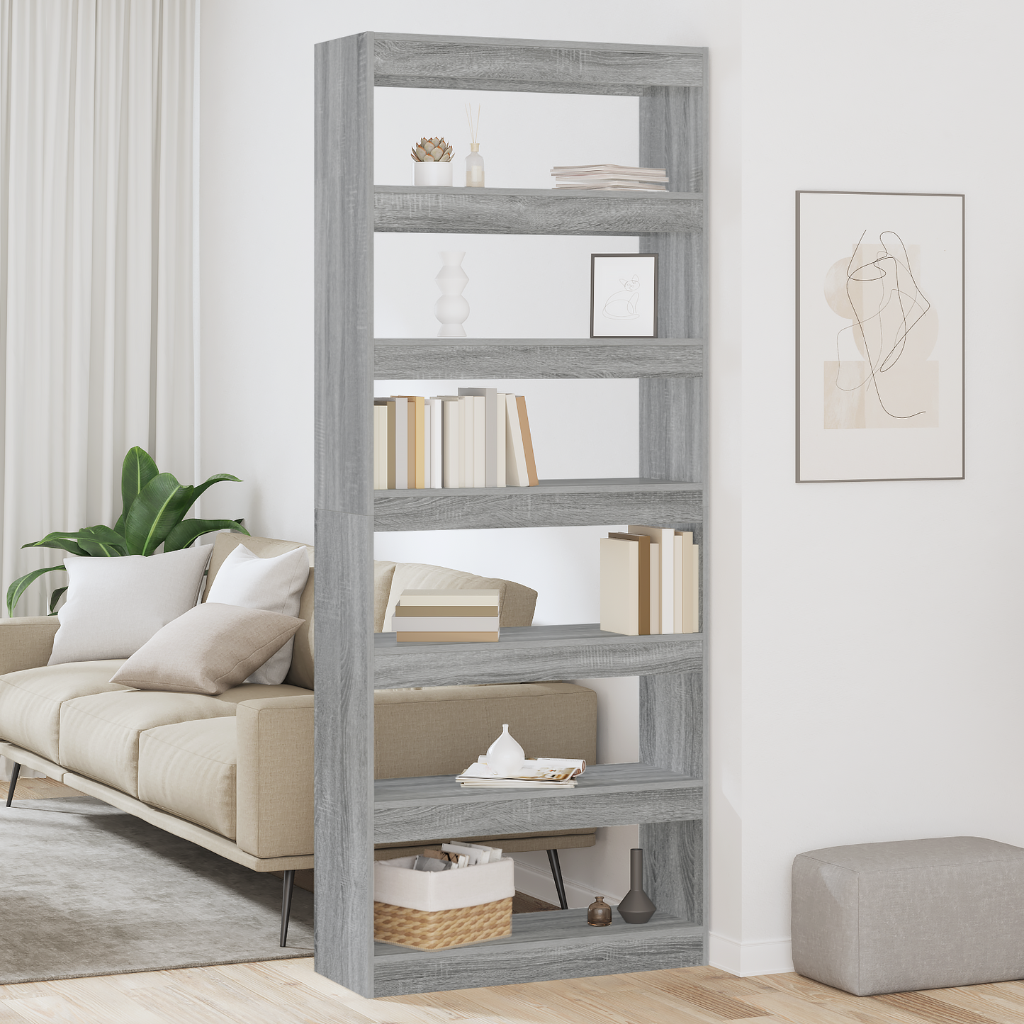 vidaXL Bücherregal Graues Sonoma 80 x 30 x 198 cm Holzwerkstoff