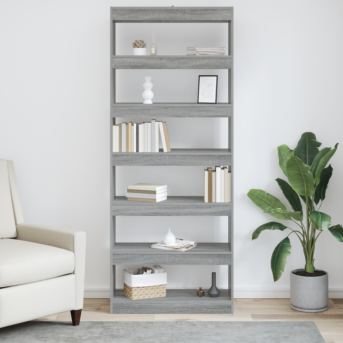 vidaXL Bücherregal Graues Sonoma 80 x 30 x 198 cm Holzwerkstoff