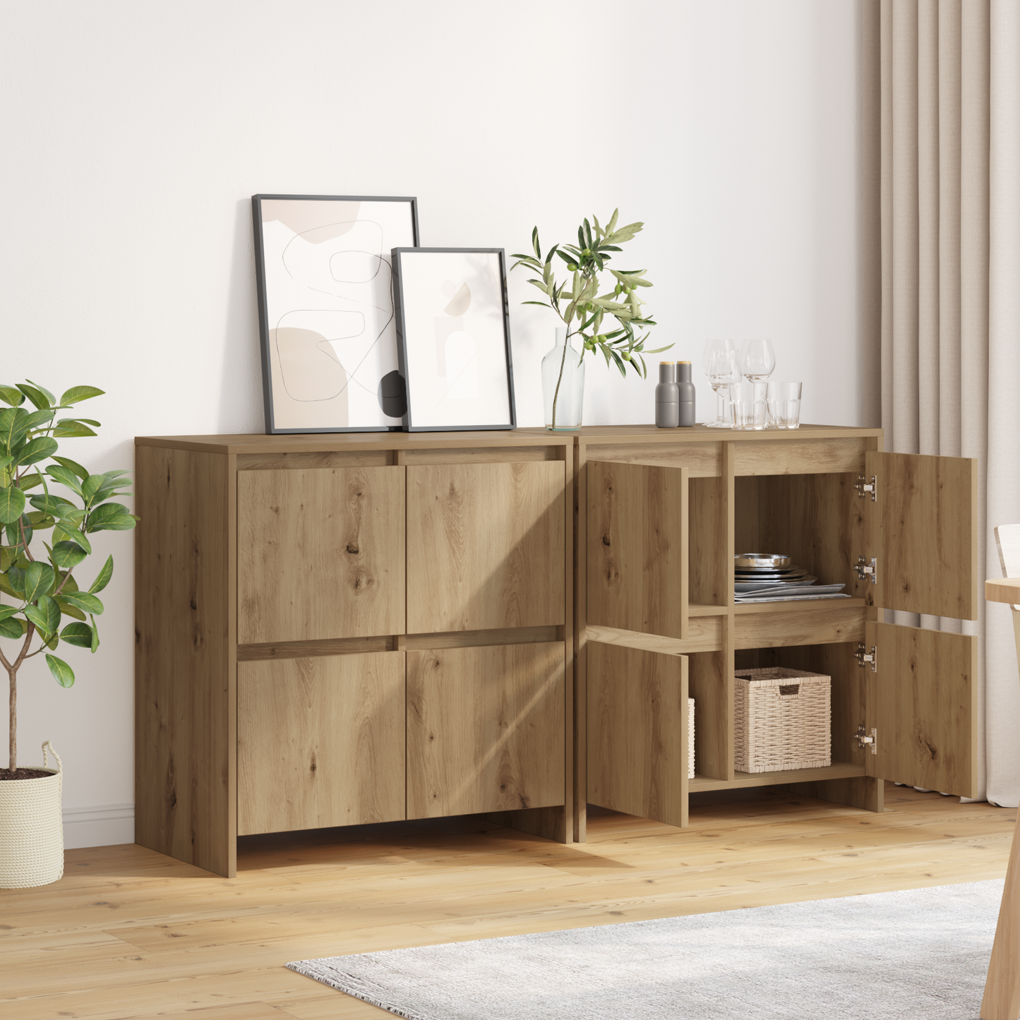 vidaXL Sideboards 2 pcs Artisan-Eiche 70 x 41 x 75 cm Holzwerkstoff