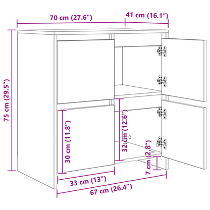 vidaXL Sideboards 2 pcs Artisan-Eiche 70 x 41 x 75 cm Holzwerkstoff