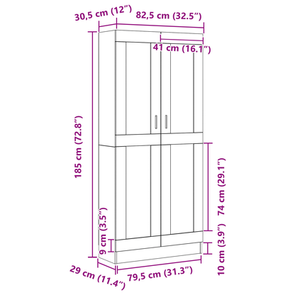 vidaXL Bücherregal Schwarz Eichen-Optik 82,5 x 30,5 x 185 cm
