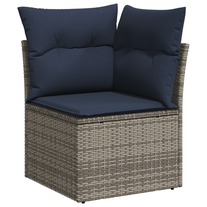 vidaXL Garten-Ecksofa mit Kissen Grau Poly Rattan