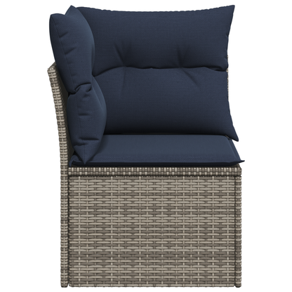 vidaXL Garten-Ecksofa mit Kissen Grau Poly Rattan