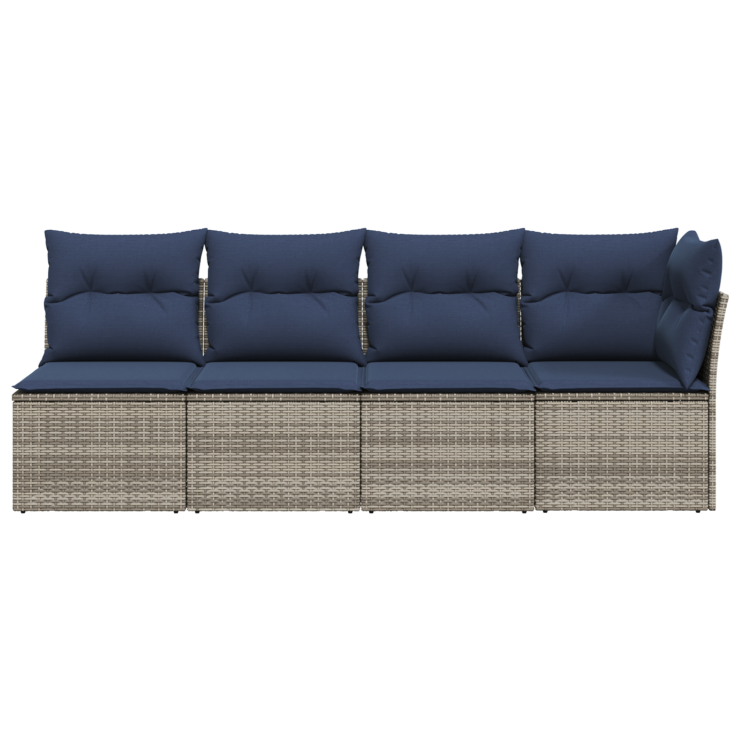 vidaXL Gartensofa mit Kissen 4-Sitzer Grau Poly Rattan