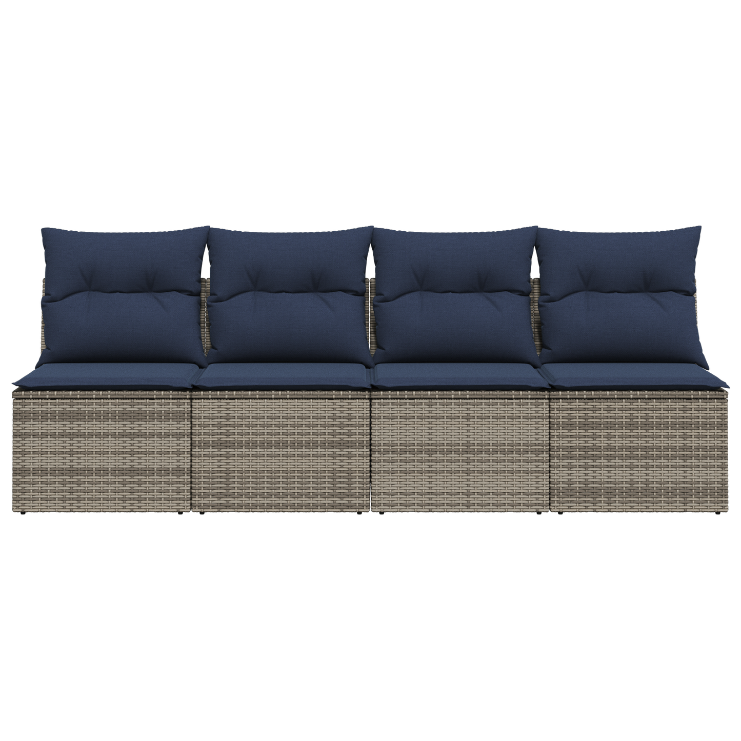 vidaXL | Gartensofa | mit Kissen Grau 220 x 62 x 69cm Poly-Rattan