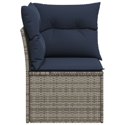 vidaXL Canapé d'angle de jardin avec coussins Gris Résine tressée