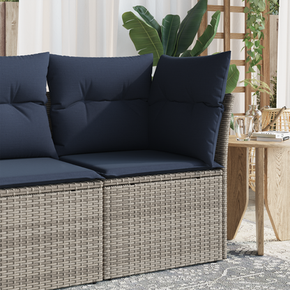 vidaXL Canapé d'angle de jardin avec coussins Gris Résine tressée
