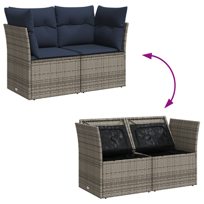 vidaXL Canapé de jardin 2 places avec coussins Gris résine tressée