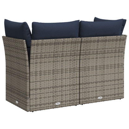 vidaXL Canapé de jardin 2 places avec coussins Gris résine tressée