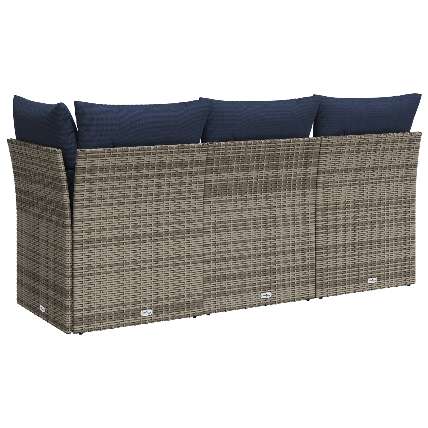 vidaXL Gartensofa mit Kissen 3-Sitzer Grau Poly Rattan