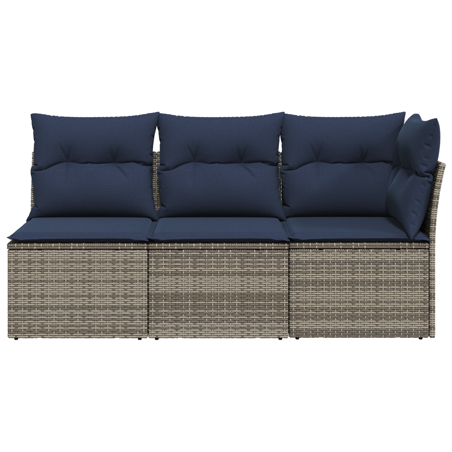 vidaXL Gartensofa mit Kissen 3-Sitzer Grau Poly Rattan