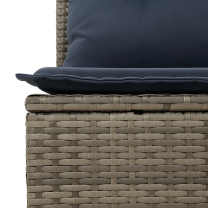 vidaXL Gartensofa mit Kissen 3-Sitzer Grau Poly Rattan