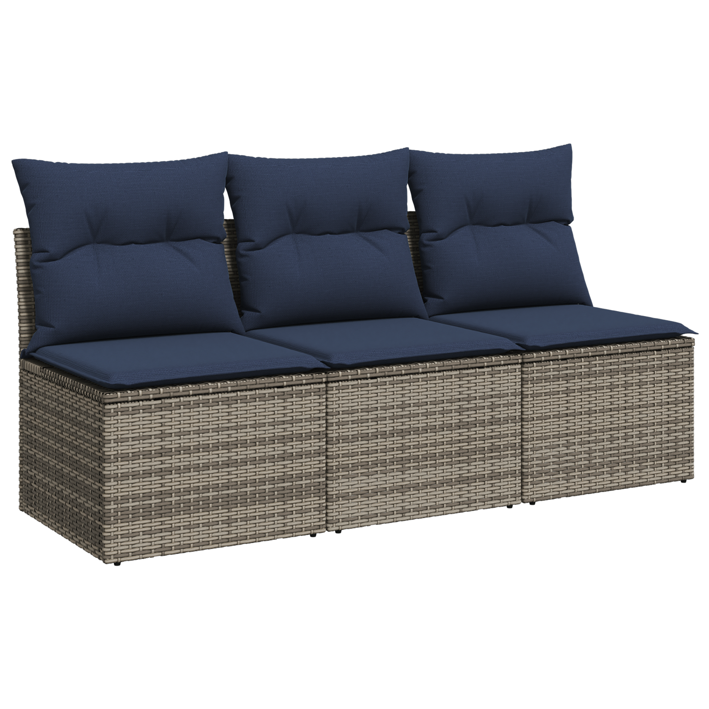 vidaXL Gartensofa mit Kissen 3-Sitzer Grau Poly Rattan