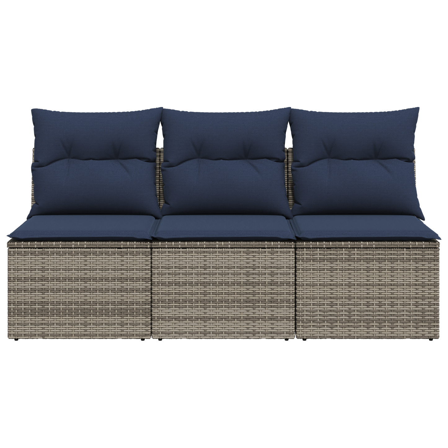 vidaXL Gartensofa mit Kissen 3-Sitzer Grau Poly Rattan