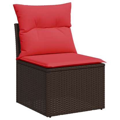 vidaXL Gartensofa ohne Armlehnen mit Kissen Braun Poly Rattan