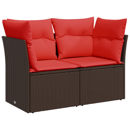 vidaXL Gartensofa mit Kissen 2-Sitzer Braun Poly Rattan