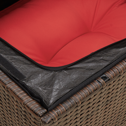vidaXL Fauteuil de jardin sans accoudoirs avec coussin Marron Résine tressée
