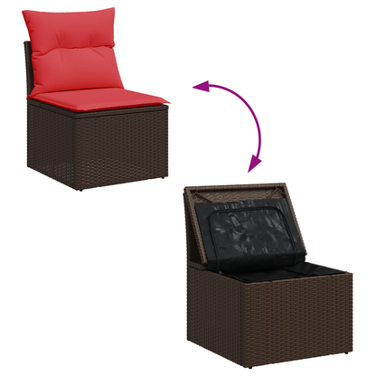 vidaXL Fauteuil de jardin sans accoudoirs avec coussin Marron Résine tressée