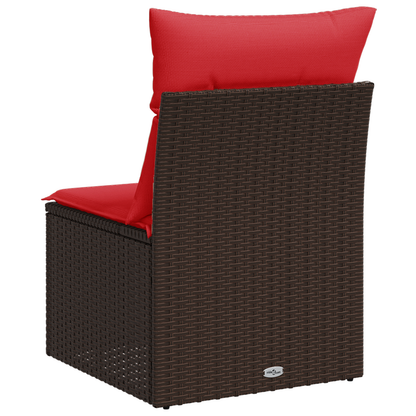 vidaXL Fauteuil de jardin sans accoudoirs avec coussin Marron Résine tressée