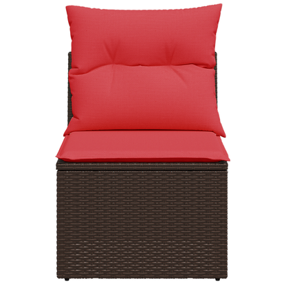 vidaXL Fauteuil de jardin sans accoudoirs avec coussin Marron Résine tressée
