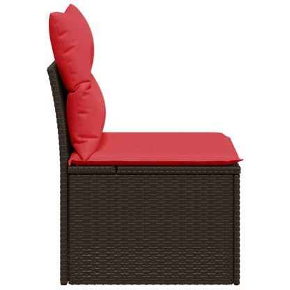 vidaXL Fauteuil de jardin sans accoudoirs avec coussin Marron Résine tressée