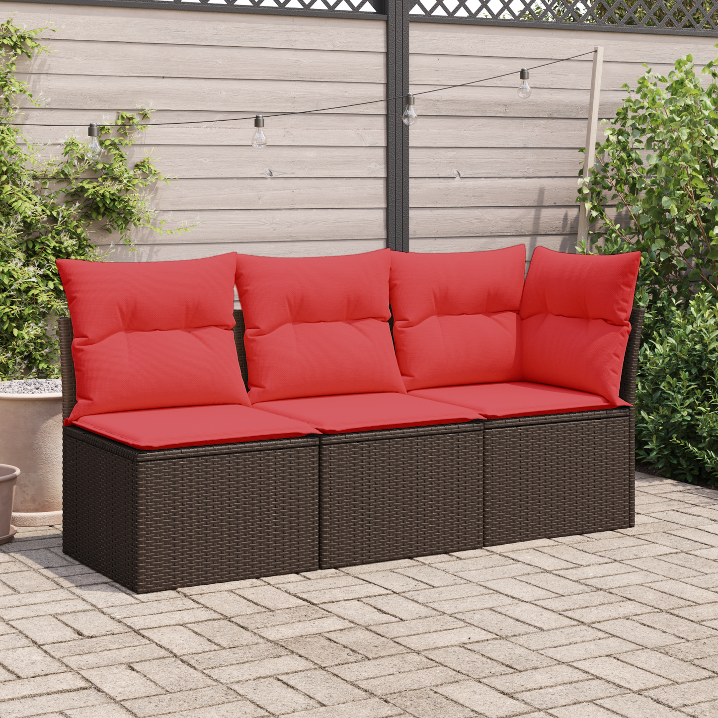 vidaXL Fauteuil de jardin sans accoudoirs avec coussin Marron Résine tressée