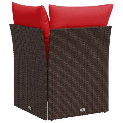 vidaXL Canapé d'angle de jardin avec coussins marron résine tressée