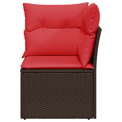 vidaXL Canapé d'angle de jardin avec coussins marron résine tressée