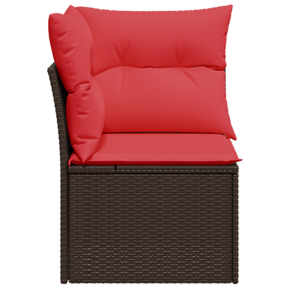 vidaXL Canapé d'angle de jardin avec coussins marron résine tressée