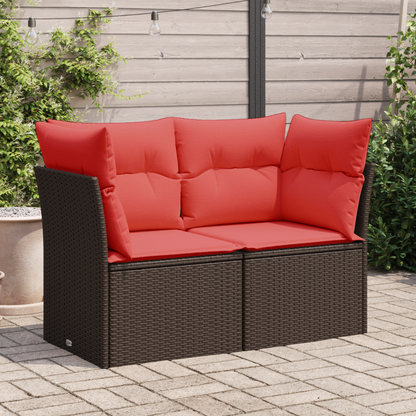 vidaXL Gartensofa mit Kissen 2-Sitzer Braun Poly Rattan