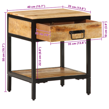 vidaXL Nachttisch Braun 40 x 35 x 50 cm Massives Mango Holz und Metall
