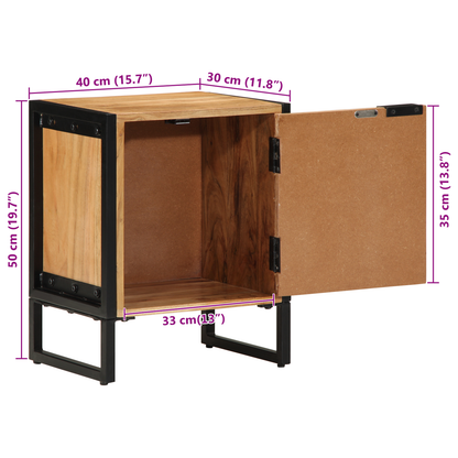 vidaXL Nachttisch Braun 40 x 30 x 50 cm Massivholz Akazie und Metall