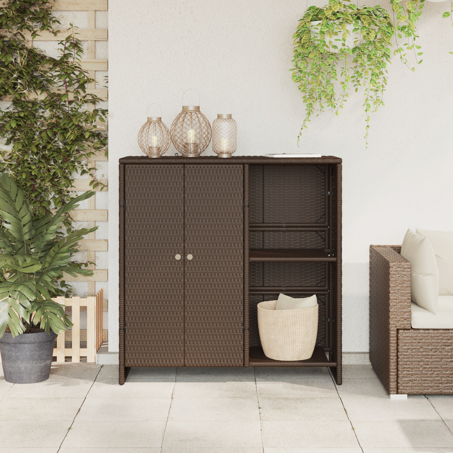 vidaXL Aufbewahrungsschrank mit Regal Braun 100 x 36 x 102 cm Rattan
