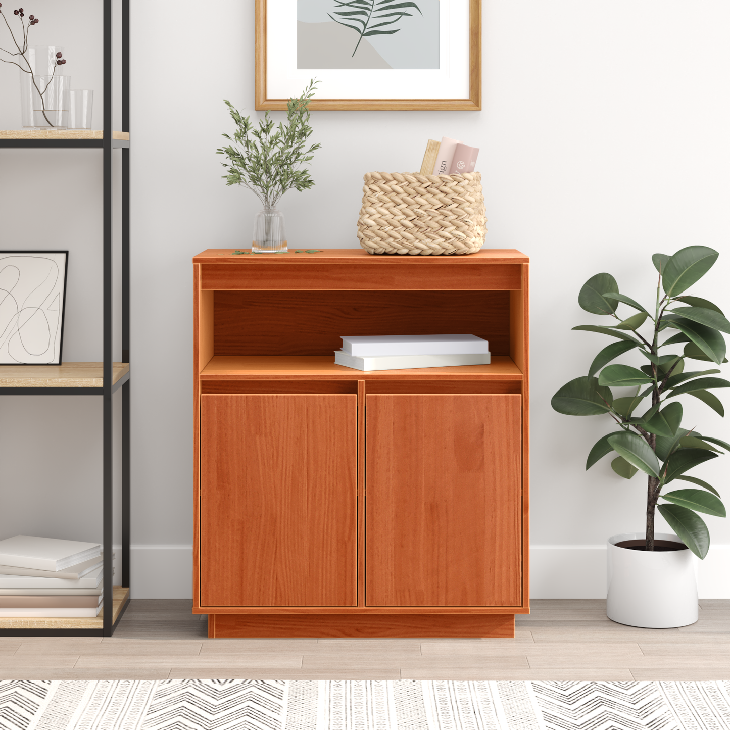 vidaXL Sideboard Wachsbraun 70 x 34 x 80 cm Massives Kiefernholz