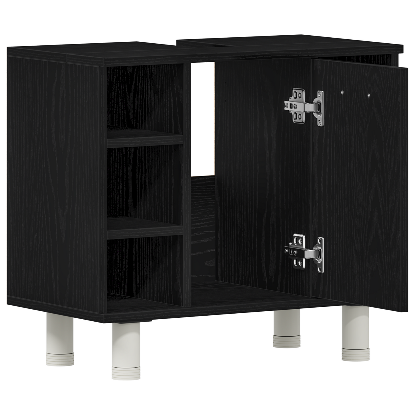 vidaXL Badezimmerschrank mit Tür Schwarz Eichen-Optik 60 x 32 x 54 cm